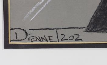 Diennet, charcoal and chalk, Cubist study of a gazelle, signed and numbered 202, 58 x 82cm. Condition - fair to good